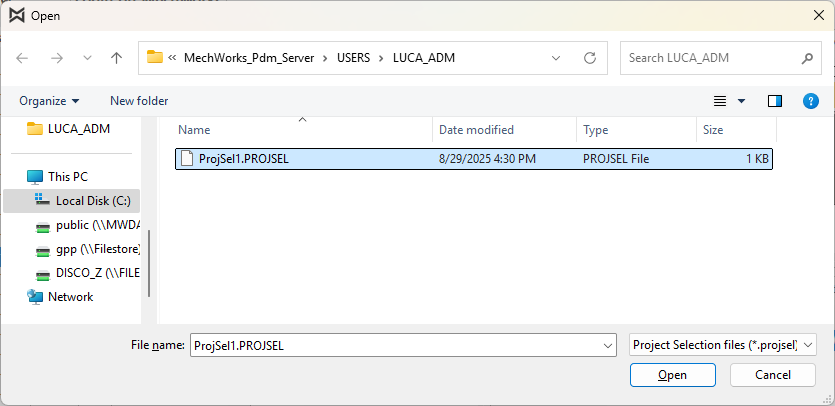 LoadProjectSelectionDialog