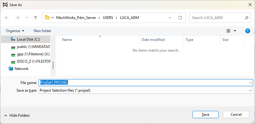SaveProjectSelectionDialog