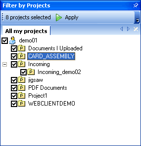 Projects tree